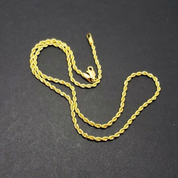14k rope chain necklace Gold plated unisex 18'' 3mm - Picture 3 of 7